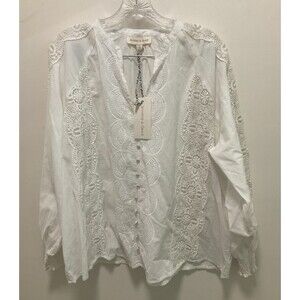 Jennifer and Grace NWT White lace long sleeve top Size 1X